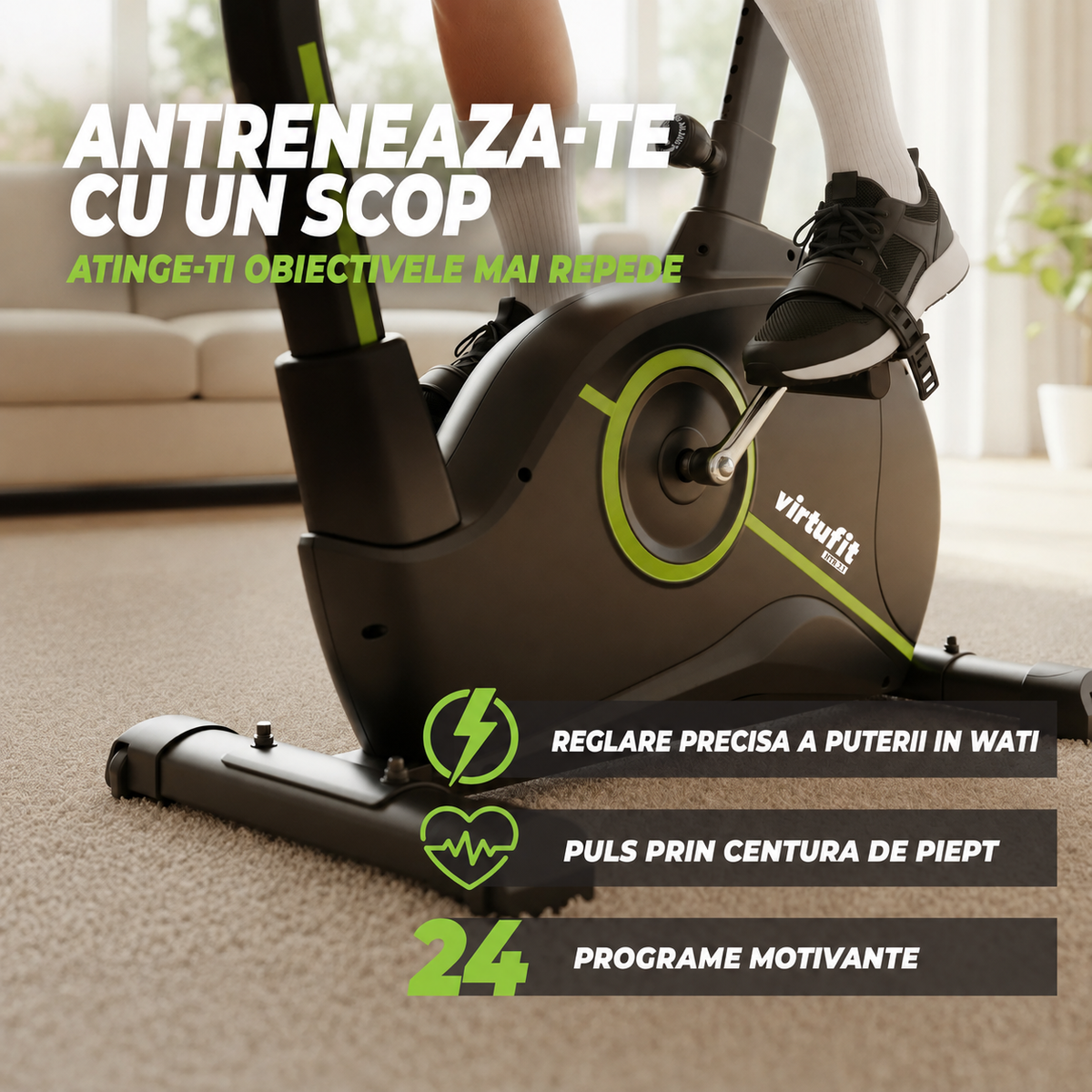 Bicicleta de exercitii VirtuFit HTR 2.1 cu rezistenta magnetica