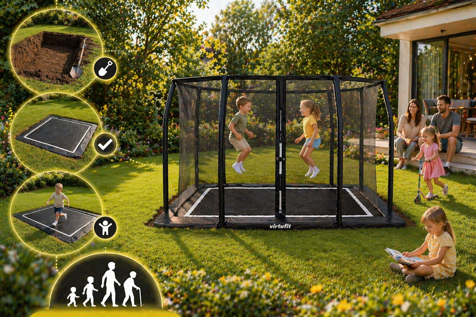 Trambulina Inground VirtuFit Premium - 244 x 366 cm
