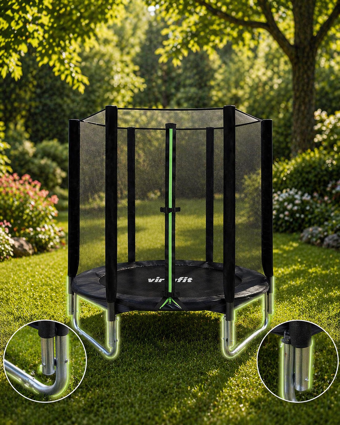 Trambulina Copii de gradina VirtuFit cu plasa de siguranta si scara 140 CM