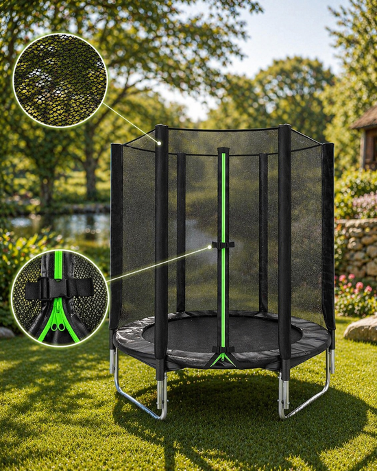 Trambulina Copii de gradina VirtuFit cu plasa de siguranta si scara 140 CM