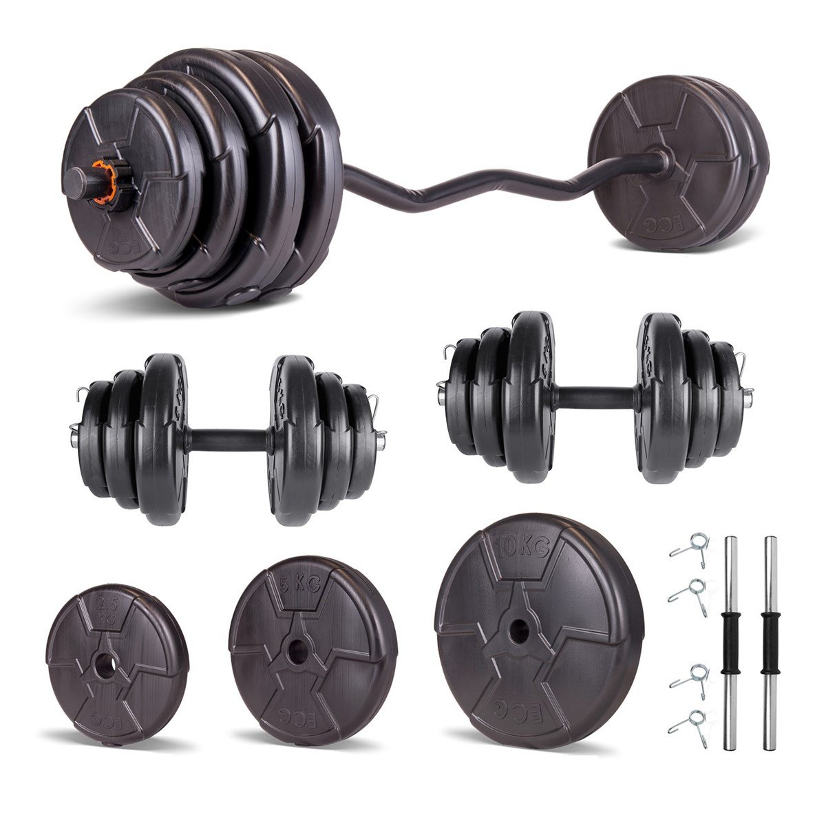 Set haltera si gantere reglabile de 55 KG cu 2 bare de 40 cm lungime Set haltera si gantere reglabile de 55 KG cu 2 bare de 40 cm lungime