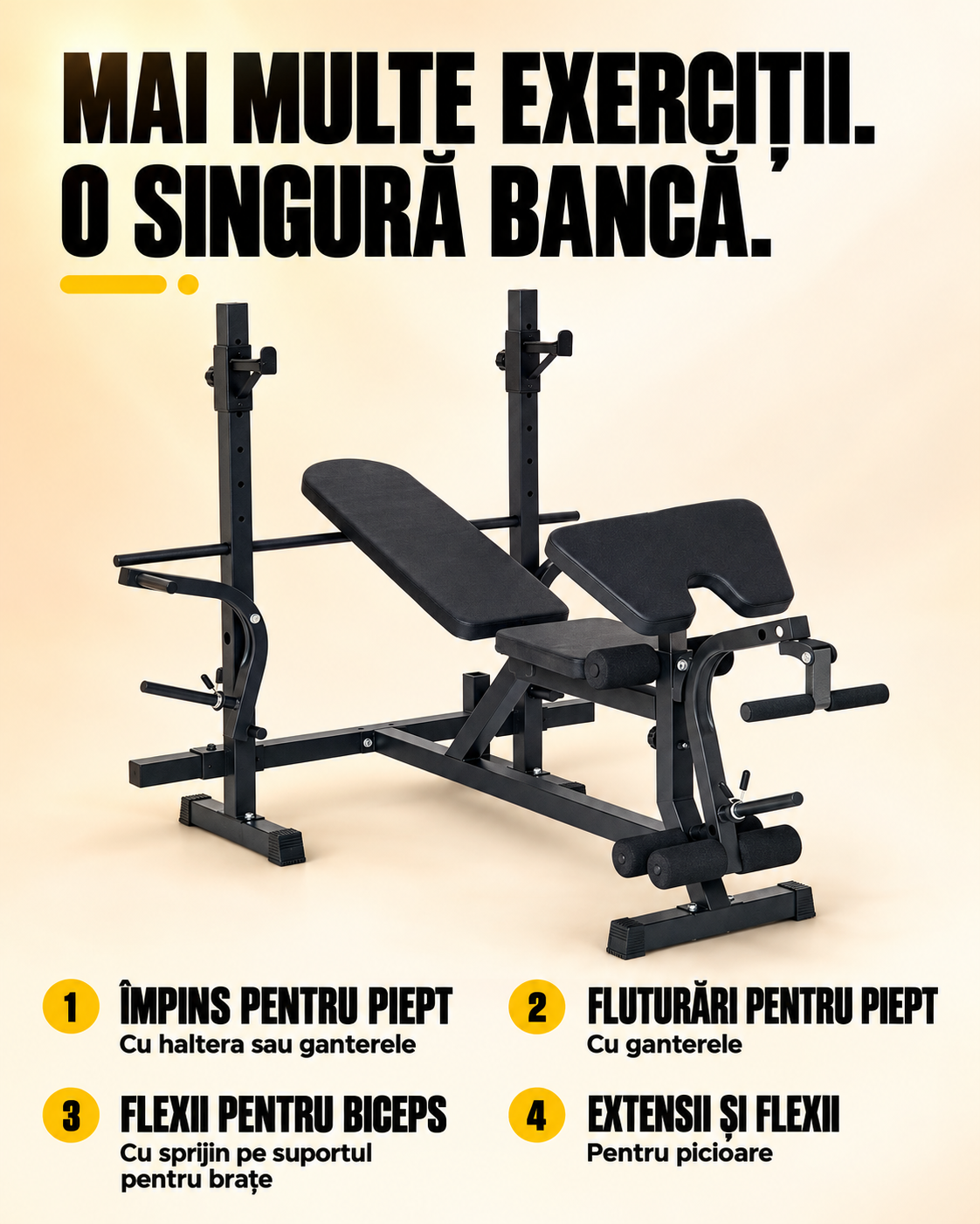 Banca exercitii reglabila, multifunctionala Progressive MBC3000N
