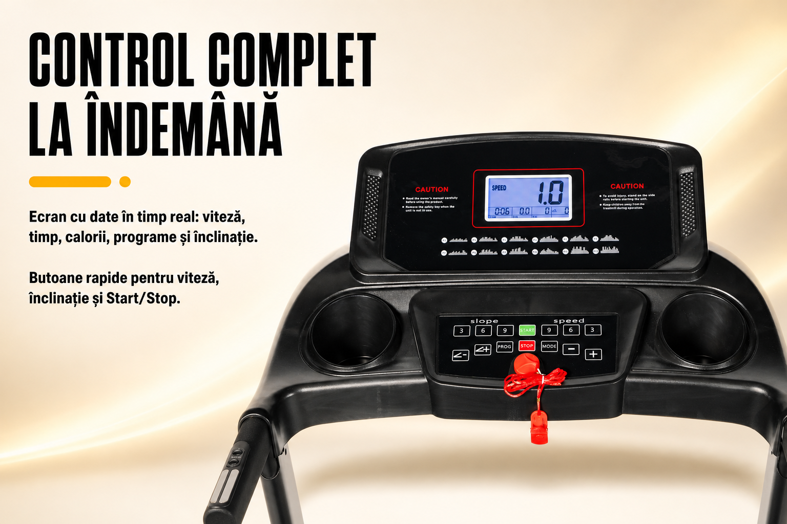 Banda alergare electrica Progressive RUN3000, motor 4CP, inclinare automata 10%, viteza 1-14 km/h, greutate suportata 120kg, suprafata alergare 128x46cm, aplicatii Kinomap, Zwift