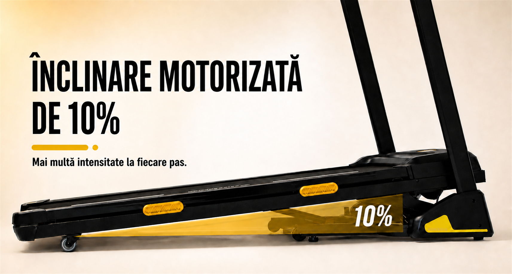 Banda alergare electrica Progressive RUN3000, motor 4CP, inclinare automata 10%, viteza 1-14 km/h, greutate suportata 120kg, suprafata alergare 128x46cm, aplicatii Kinomap, Zwift