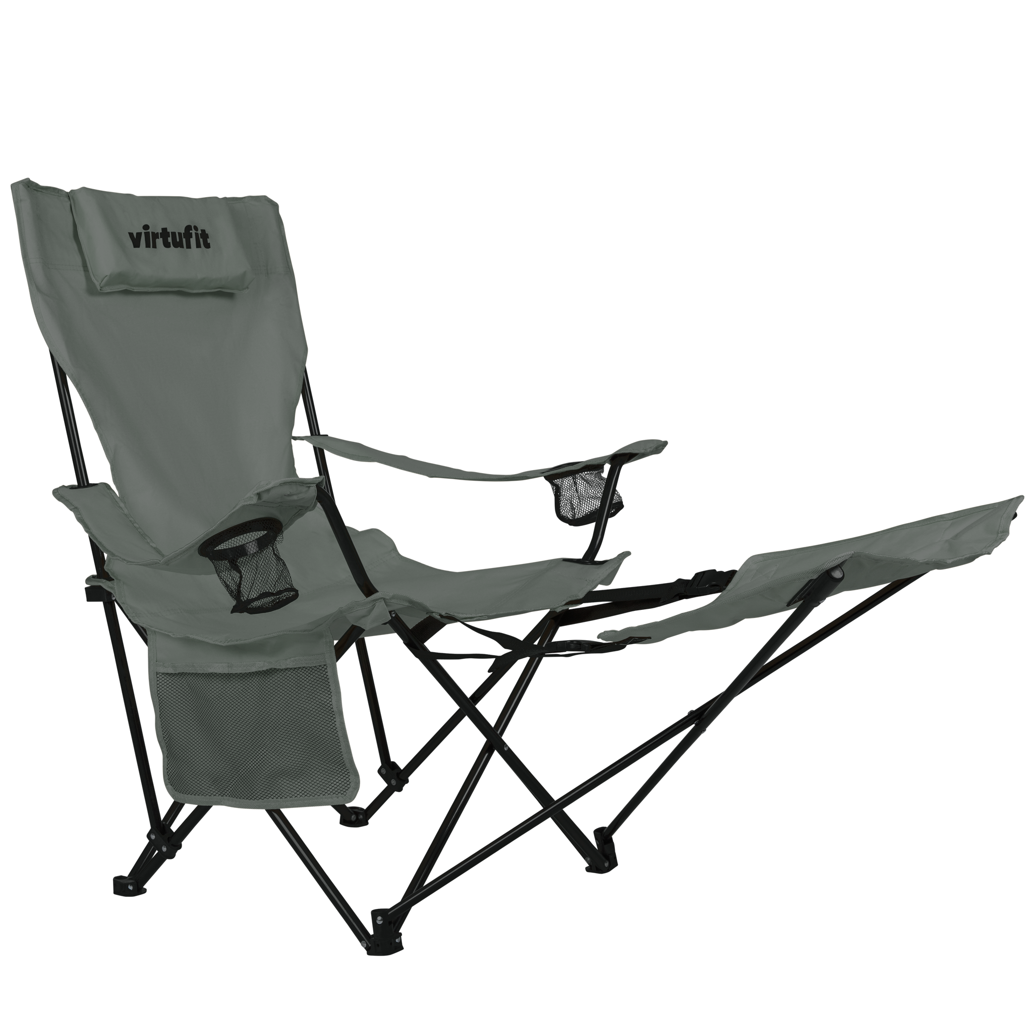 Scaun de Camping Pliabil VirtuFit cu suport pentru picioare - Gri