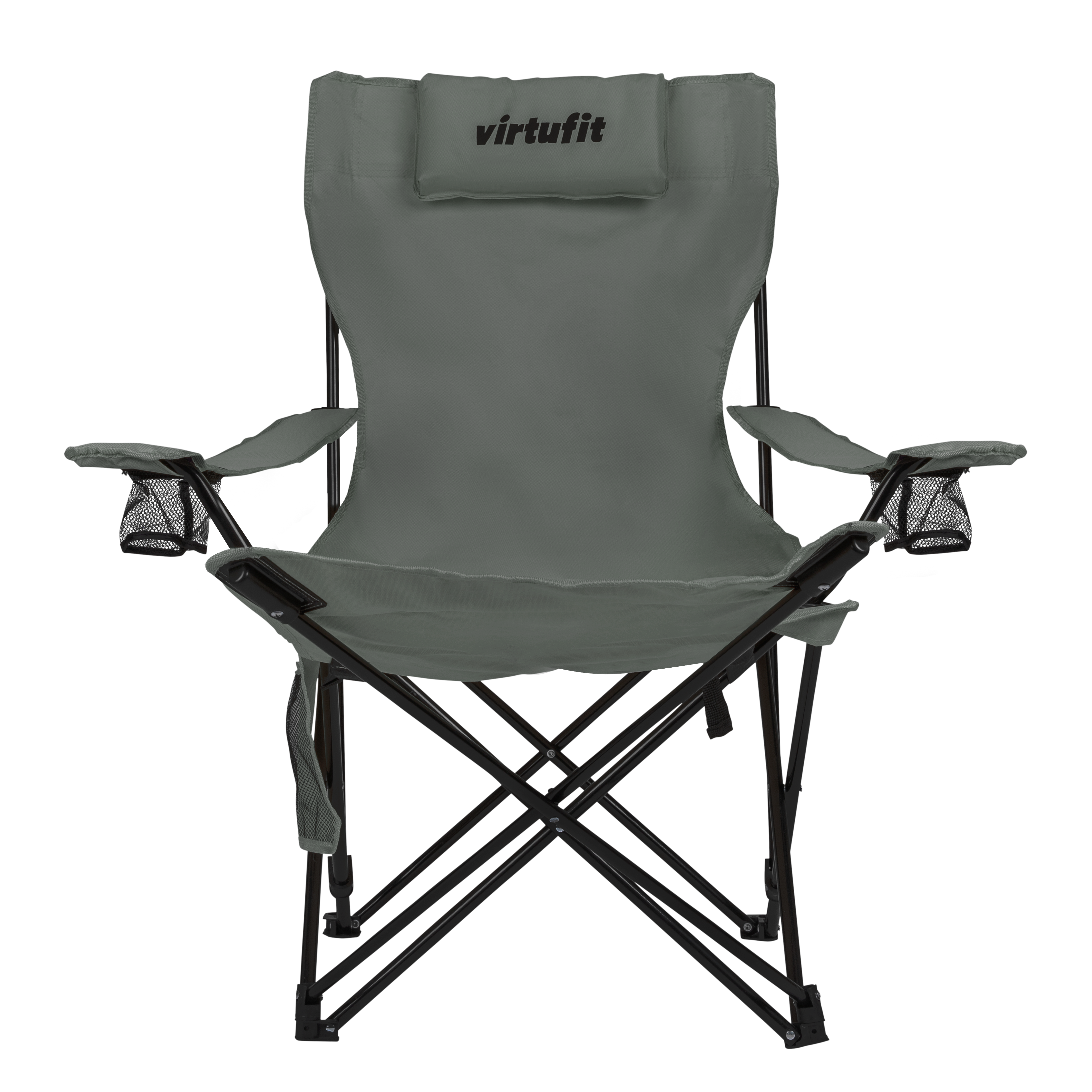 Scaun de Camping Pliabil VirtuFit cu suport pentru picioare - Gri