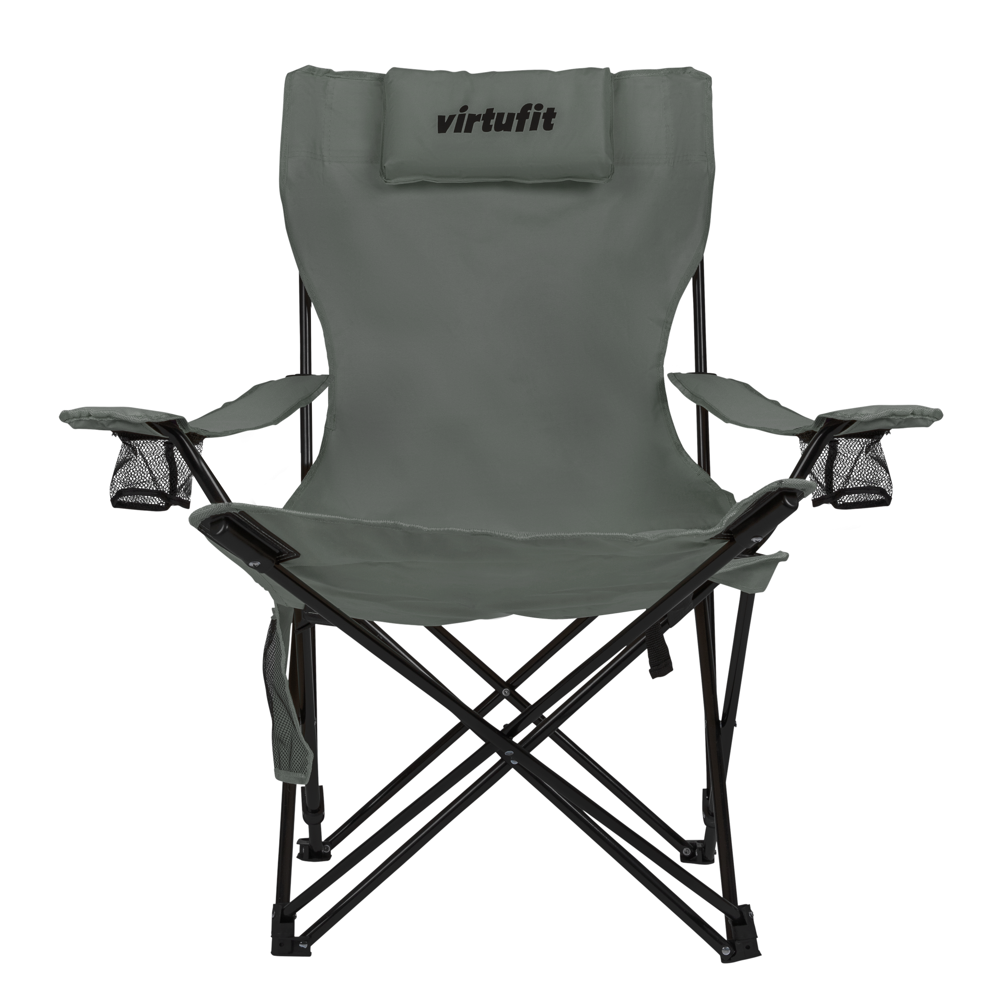 Scaun de Camping Pliabil VirtuFit cu suport pentru picioare - Gri