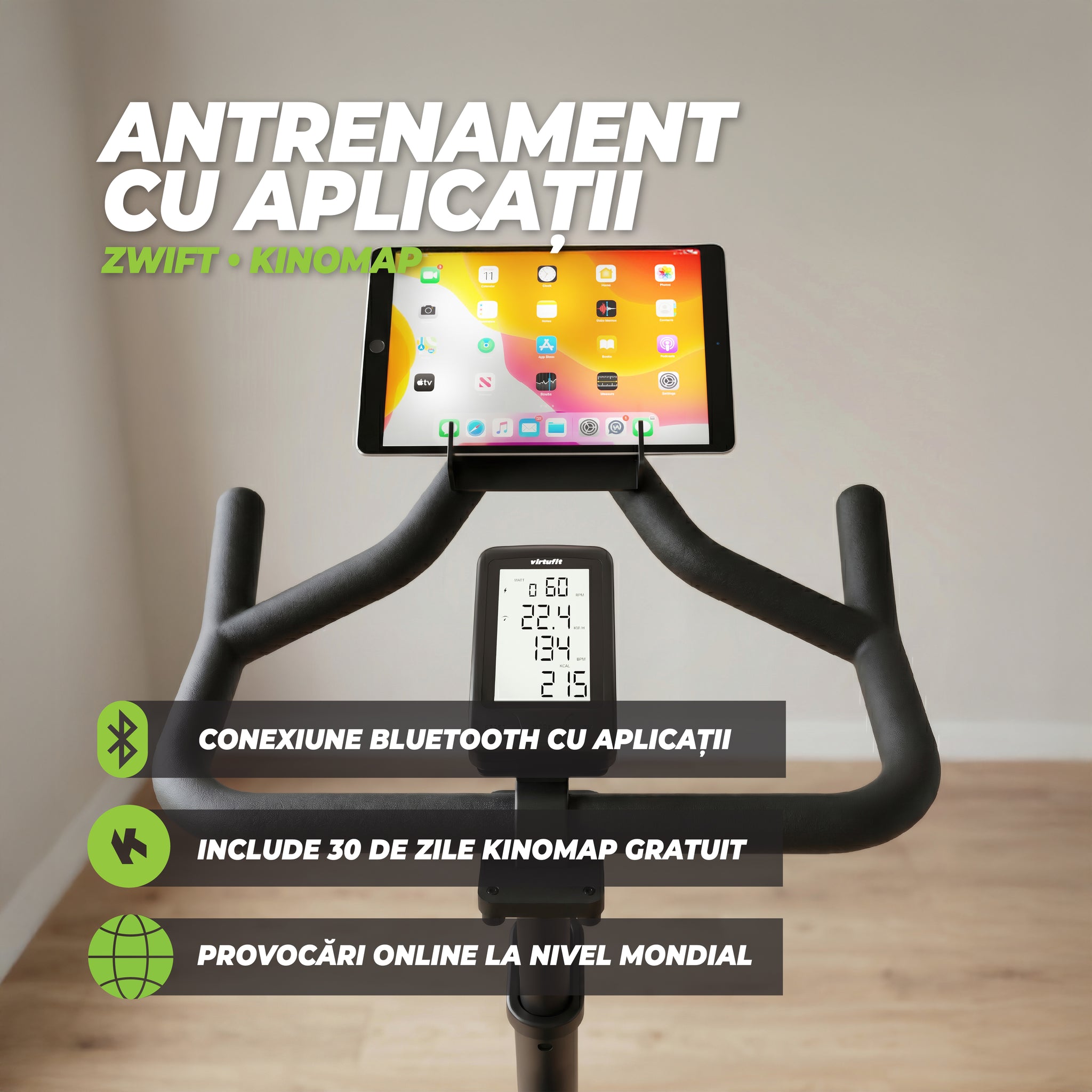 Bicicleta cycling VirtuFit RS200i - Indoor Cycle model 2026 cu rezistenta magnetica