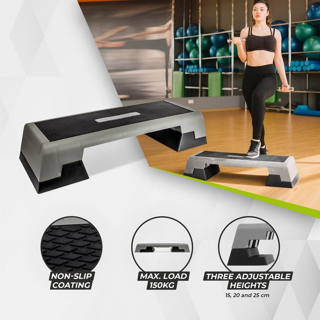 Yaheetech Aerobic Stepper - 4-6-8 Inch Adjustable Exercise Platform