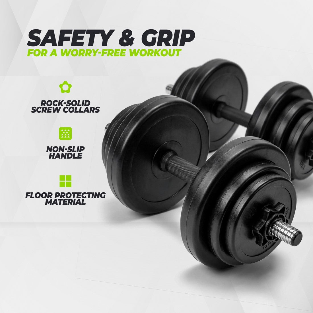 Set Gantere VirtuFit Ajustabile Cast Iron - Vinyl - 2 x 14 kg (28 kg)