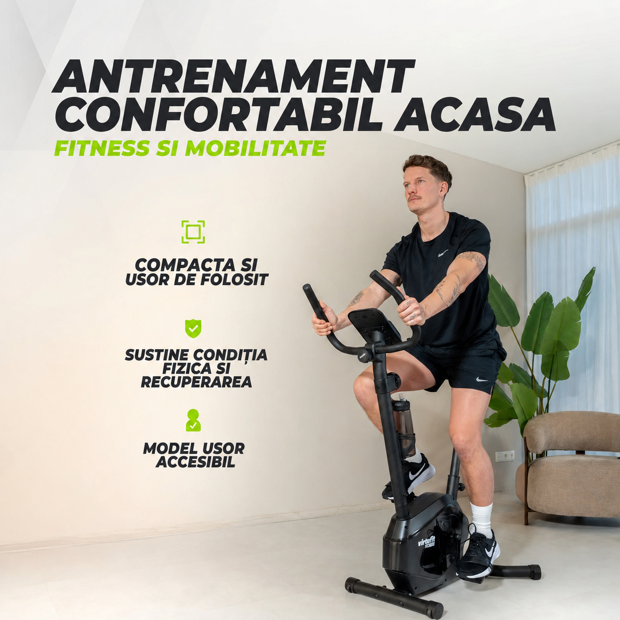 Bicicleta de exercitii VirtuFit HTR100 (model 2026) cu rezistenta magnetica