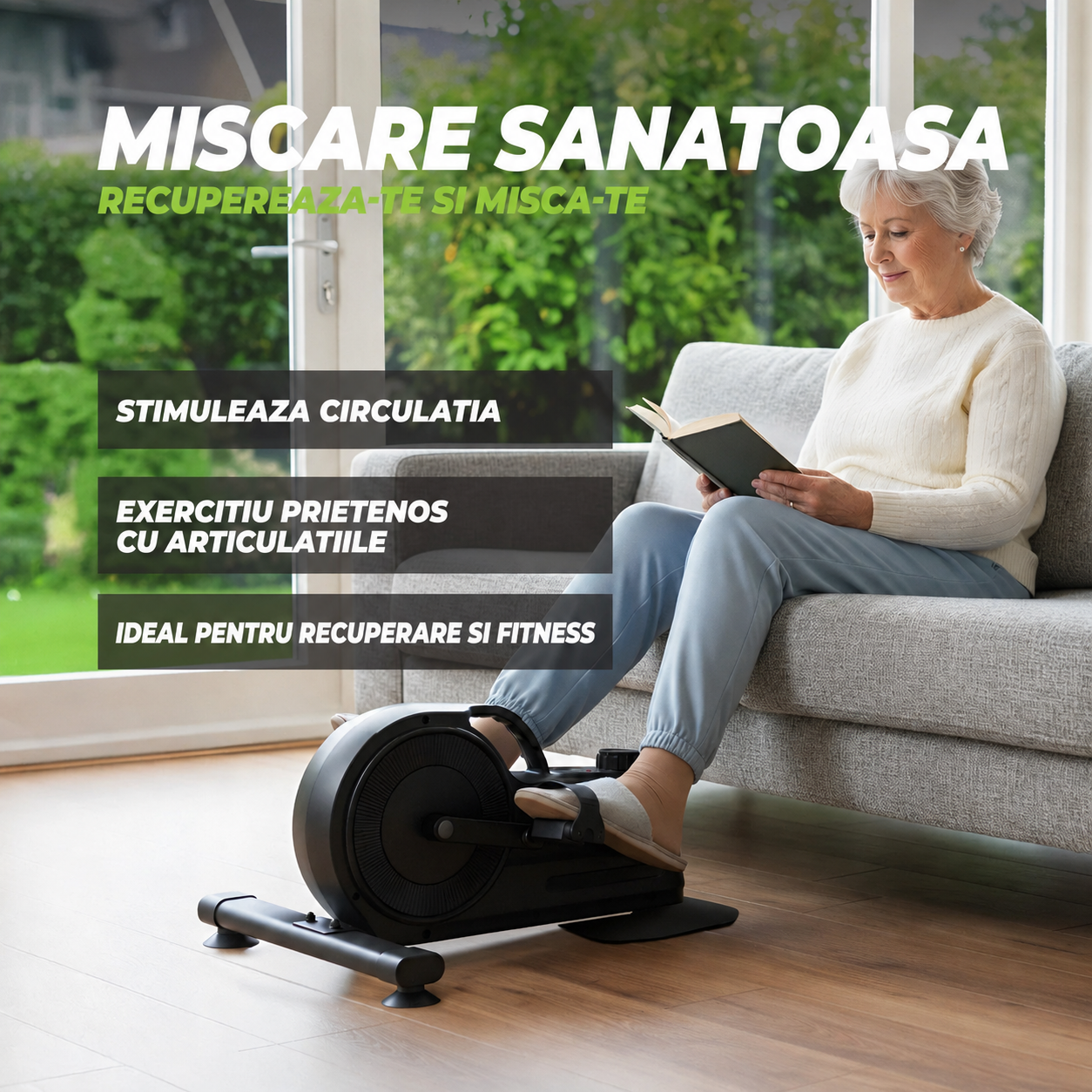 Bicicleta de exercitii compacta cu display si rezistenta magnetica VirtuFit MB400
