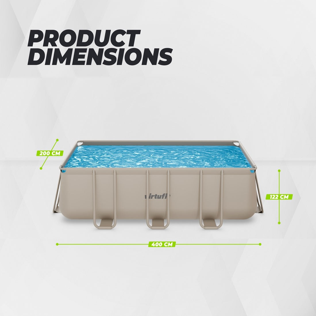 Piscina VirtuFit rectangulara - 400 x 200 x 122 cm - Beige - Include pompa de filtrare
