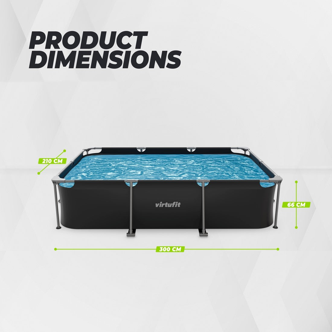 Piscina dreptunghiulara VirtuFit 300 x 210 x 67 cm cu sistem filtrare inclus si cadru metalic