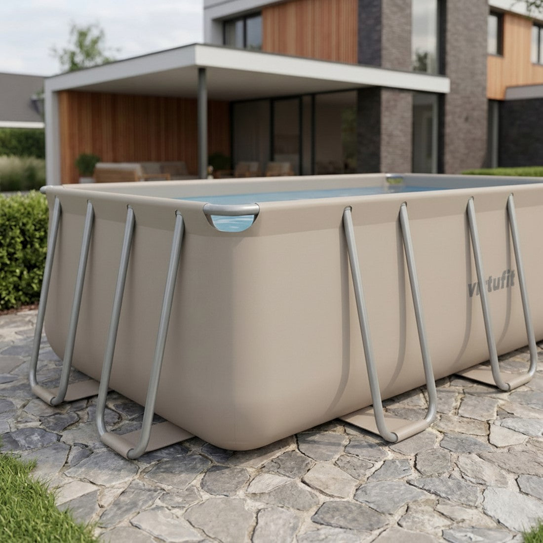 Piscina VirtuFit rectangulara - 400 x 200 x 122 cm - Beige - Include pompa de filtrare