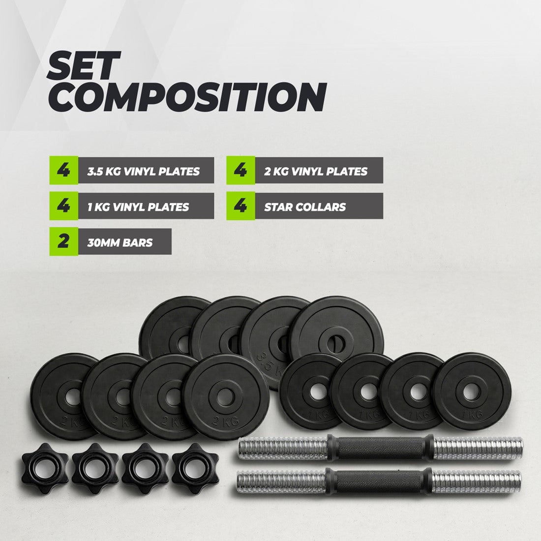 Set Gantere VirtuFit Ajustabile Cast Iron - Vinyl - 2 x 14 kg (28 kg)