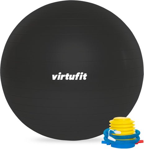 Minge gonflabila fitness cu pompa VirtuFit Anti-Burst Pro - Gri - 45 cm