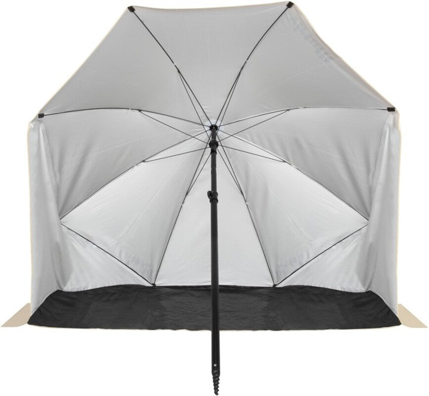 VirtuFit Umbrela de Plaja cu Paravan de Vant, 180x115 cm - Crem