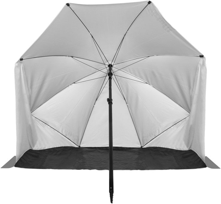 VirtuFit Umbrela de Plaja cu Paravan de Vant, 180x115 cm Gri