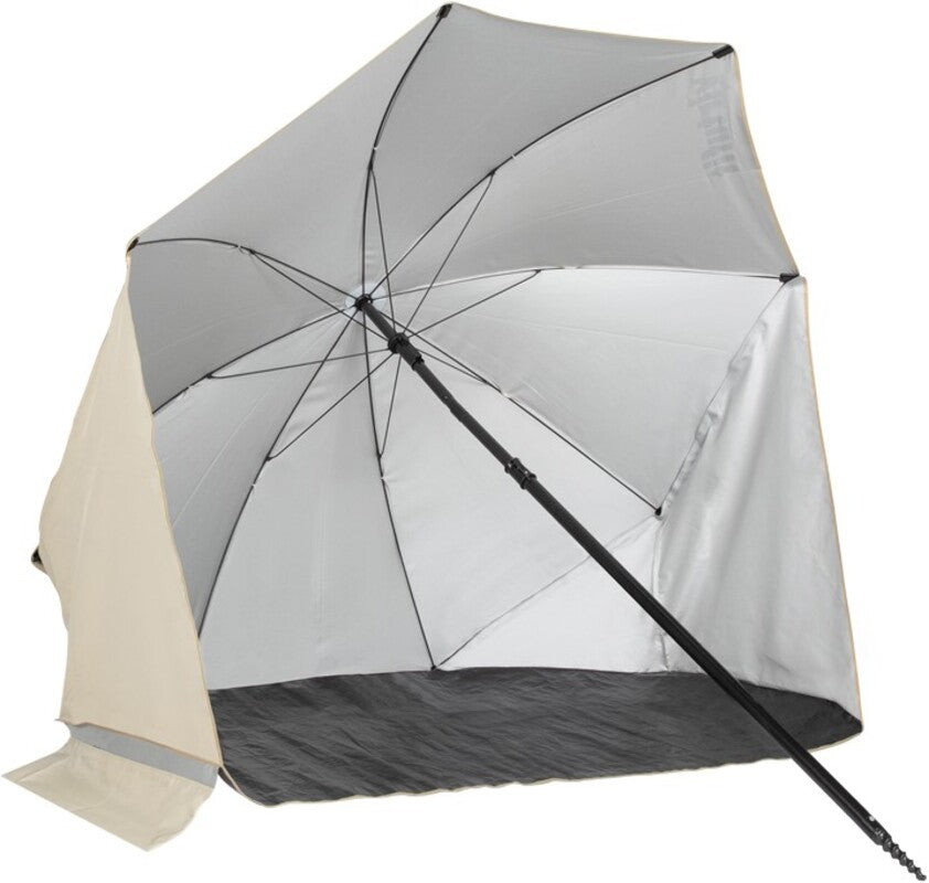 VirtuFit Umbrela de Plaja cu Paravan de Vant, 180x115 cm - Crem