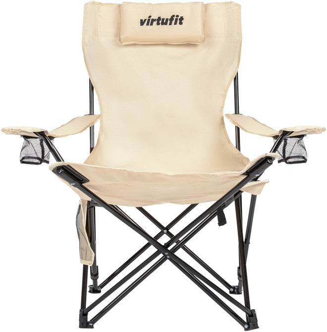 Scaun de Camping Pliabil VirtuFit cu suport pentru picioare - Bej