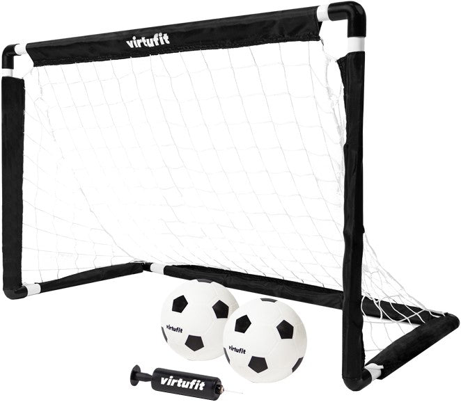 Set poarta fotbal pop-up VirtuFit 92 x 64 cm, cu doua Mingi si Pompa