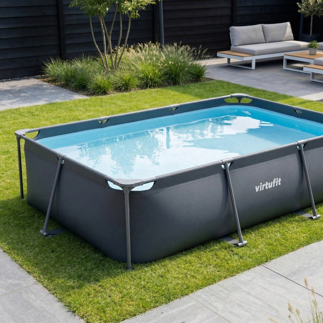 Piscina dreptunghiulara VirtuFit 300 x 210 x 67 cm cu sistem filtrare inclus si cadru metalic