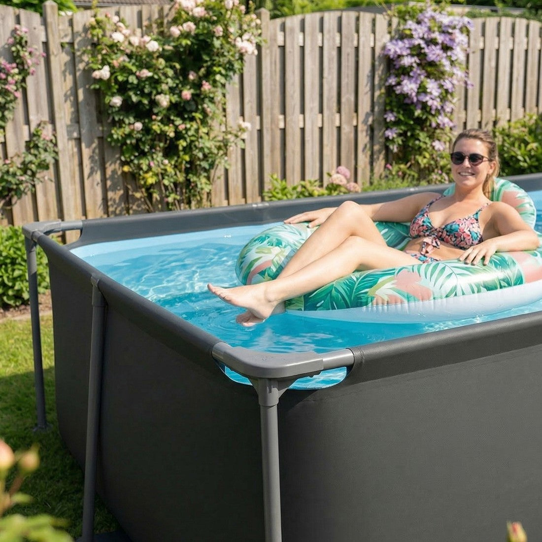Piscina dreptunghiulara VirtuFit 260 x 180 x 66 cm cu sistem filtrare inclus si cadru metalic