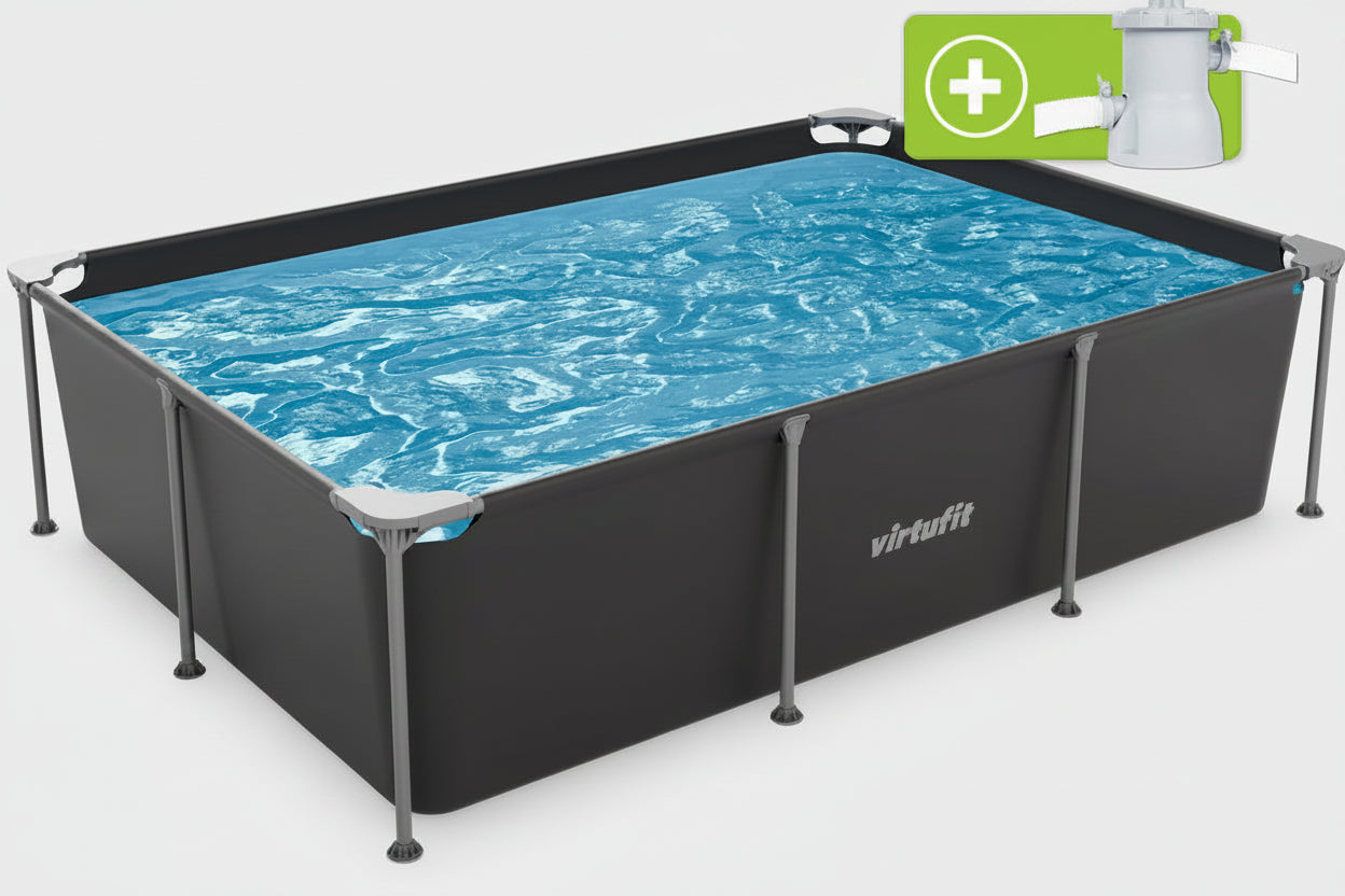 Piscina dreptunghiulara VirtuFit 260 x 180 x 66 cm cu sistem filtrare inclus si cadru metalic