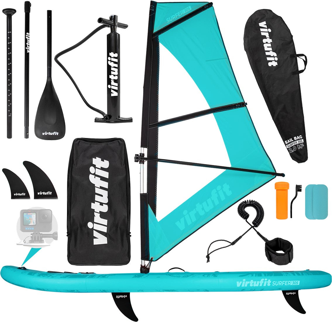 Virtufit Supboard Surfer 305 - Turcoaz - Include Vasle si accesorii