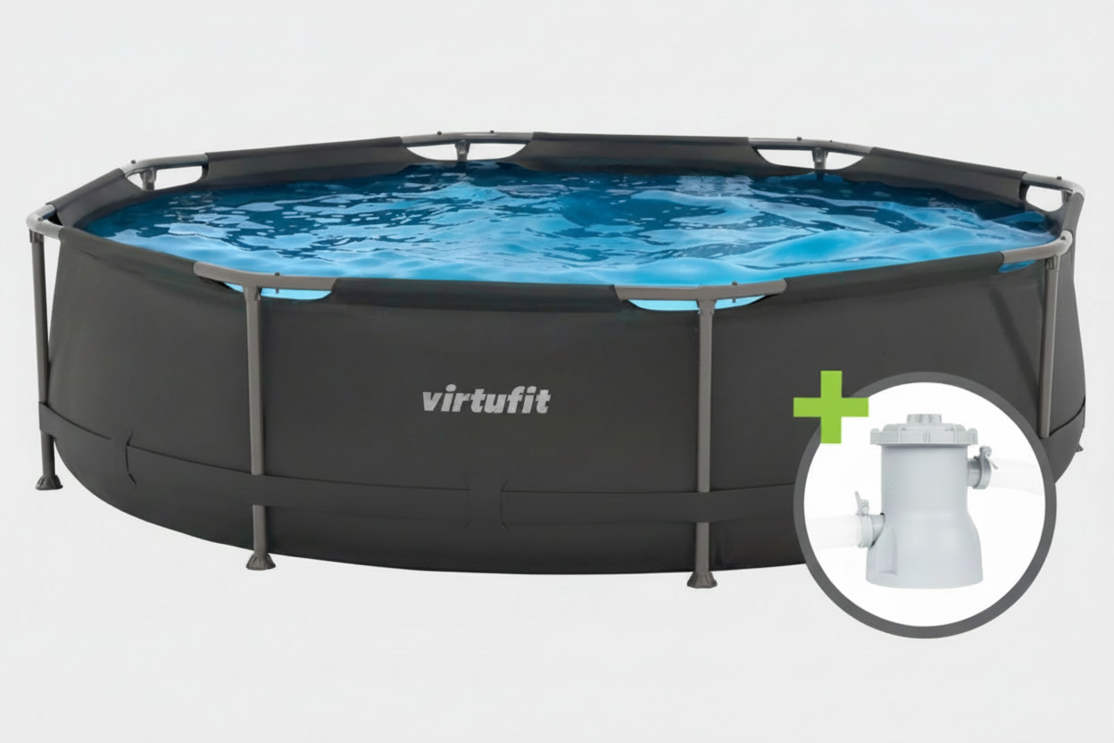 Piscina VirtuFit rotunda 366 cm diametru cu sistem filtrare inclus si cadru metalic