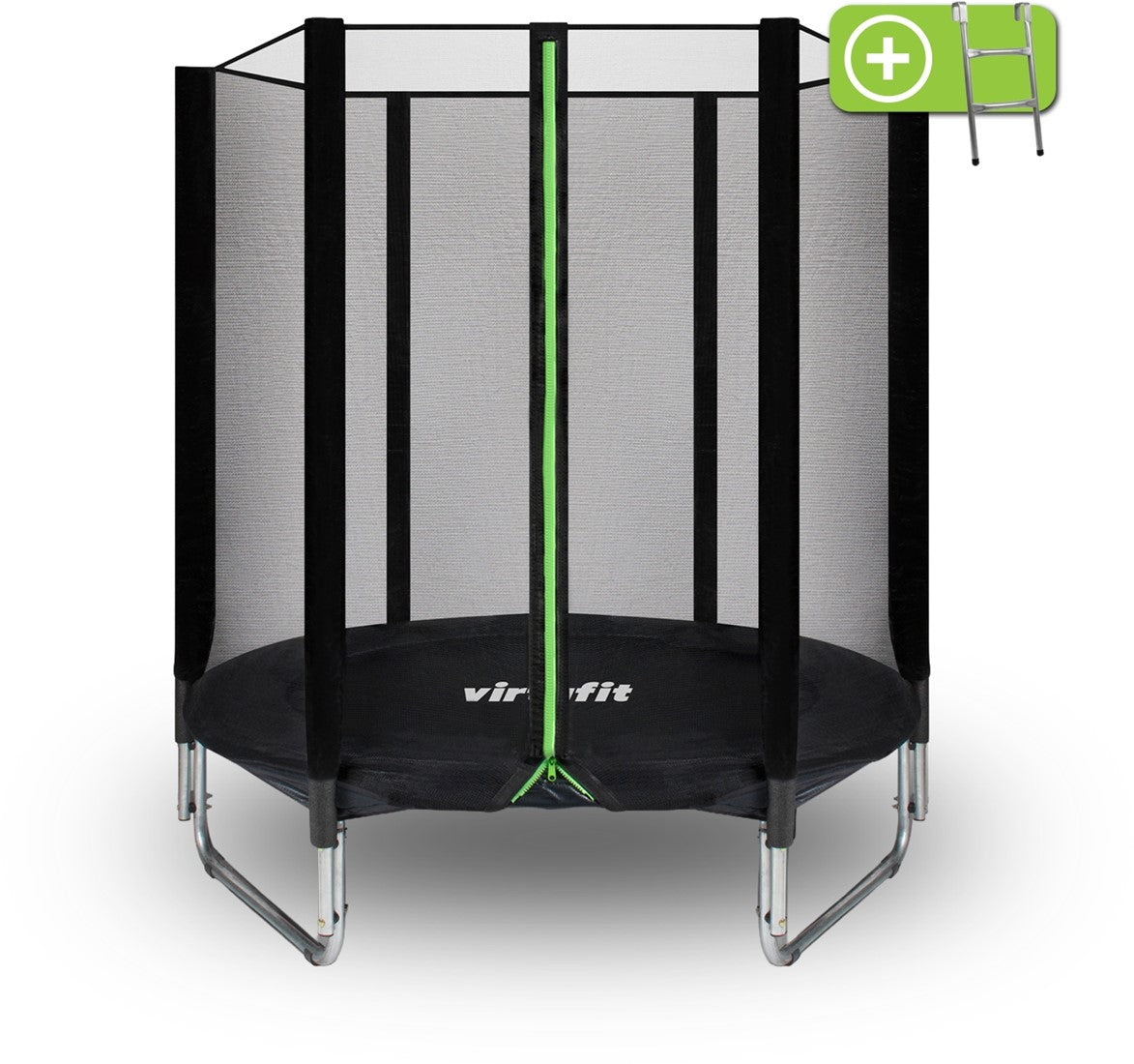 Trambulina Copii de gradina VirtuFit cu plasa de siguranta - negru - 183 cm