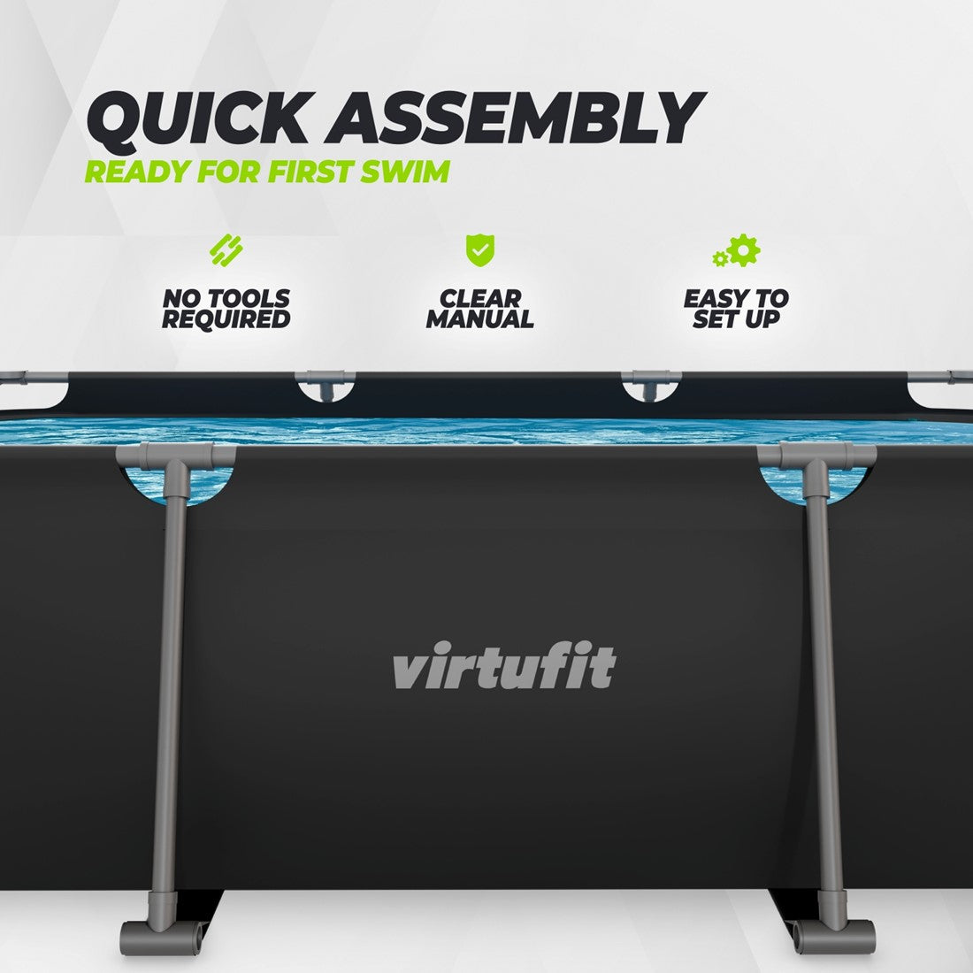 Piscina dreptunghiulara VirtuFit 300 x 210 x 67 cm cu sistem filtrare inclus si cadru metalic