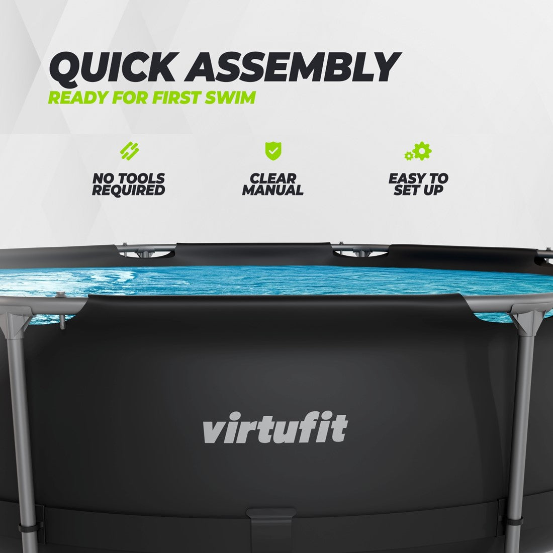 Piscina VirtuFit rotunda 305 cm diametru cu sistem filtrare inclus si cadru metalic