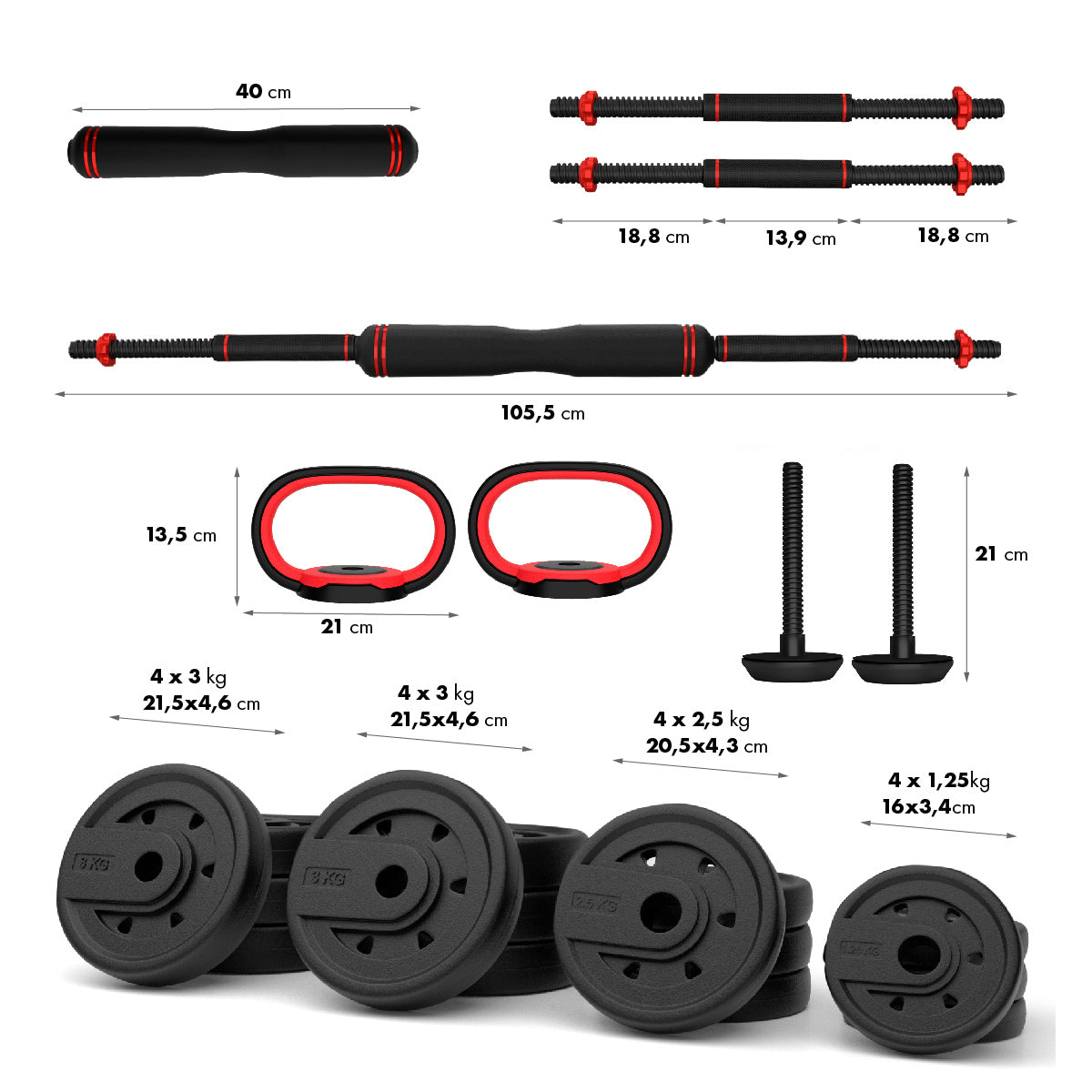 Set gantera HMS SGX140 6 in 1 cu doua Kettlebells Set gantera HMS SGX140 6 in 1 cu doua Kettlebells