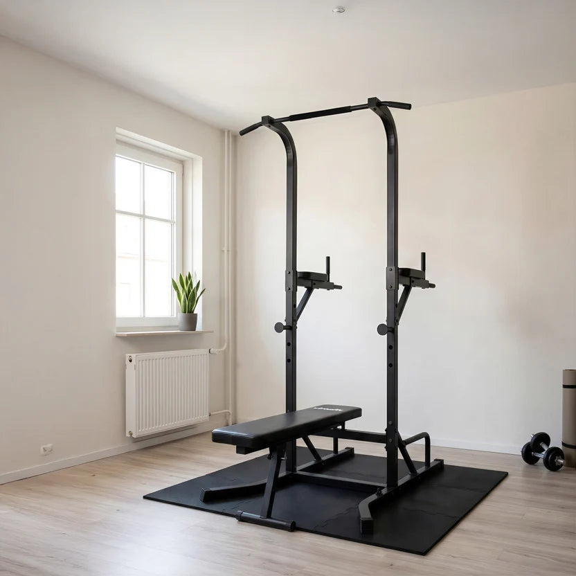 Aparat multifunctional Virtufit Power Tower Deluxe cu banca Fitness