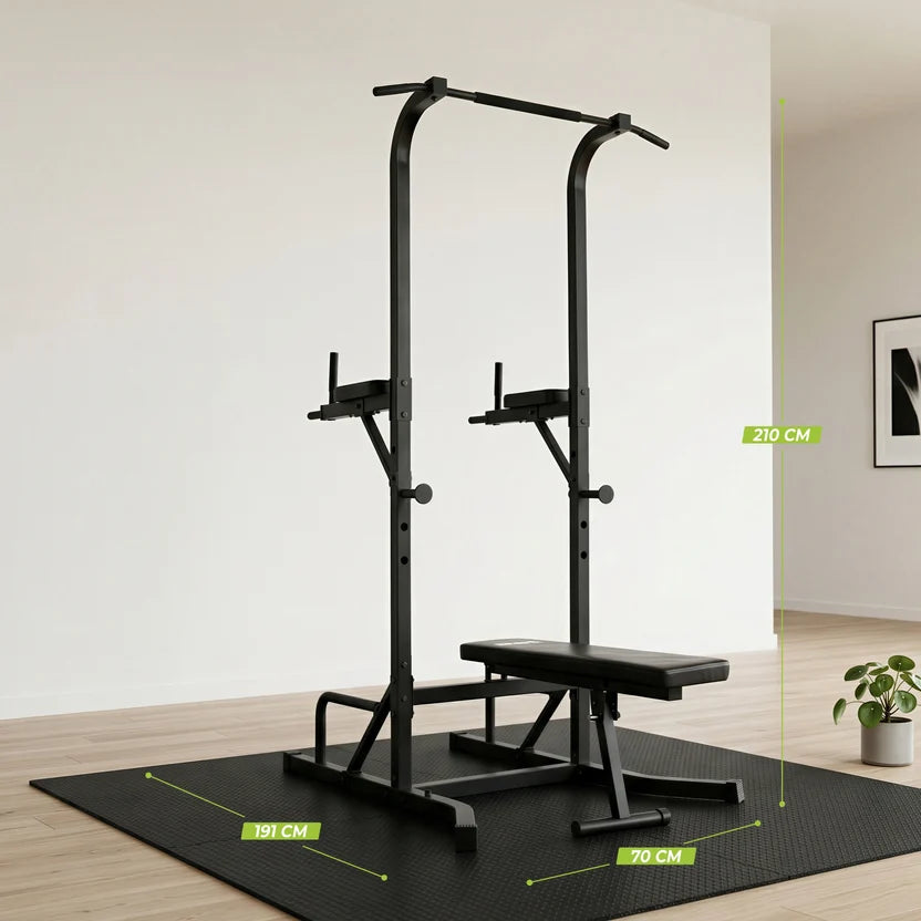 Aparat multifunctional Virtufit Power Tower Deluxe cu banca Fitness