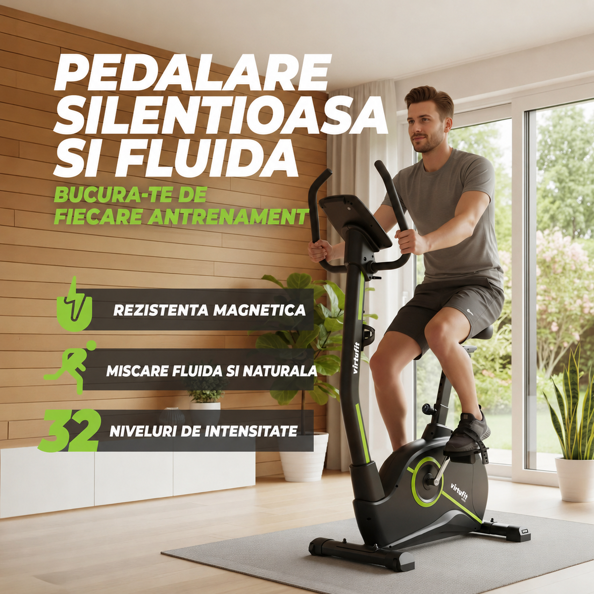 Bicicleta de exercitii VirtuFit HTR 2.1 cu rezistenta magnetica