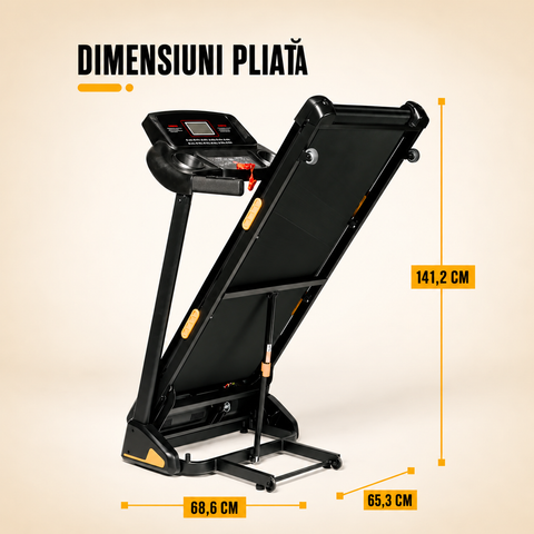Banda alergare electrica Progressive RUN3000, motor 4CP, inclinare automata 10%, viteza 1-14 km/h, greutate suportata 120kg, suprafata alergare 128x46cm, aplicatii Kinomap, Zwift