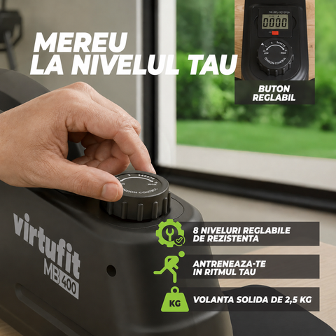 Bicicleta de exercitii compacta cu display si rezistenta magnetica VirtuFit MB400