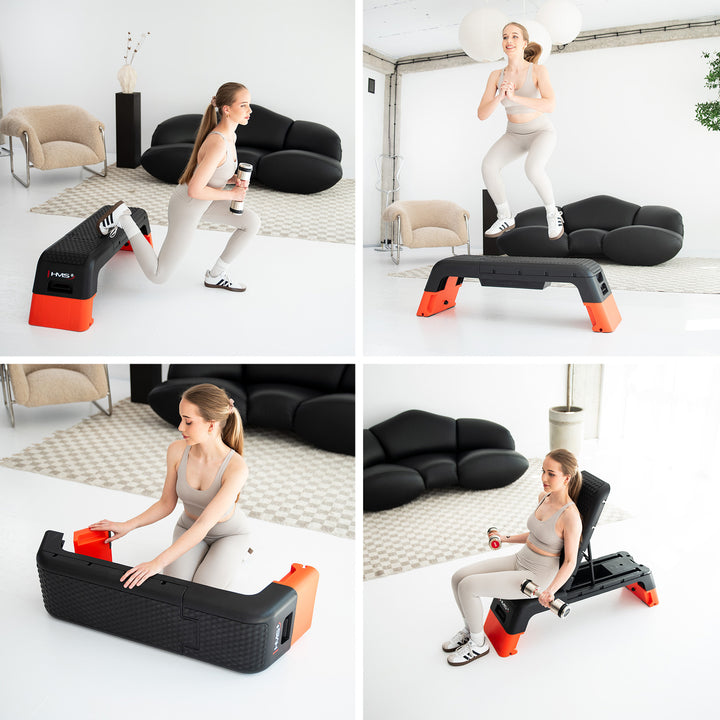 Stepper aerobic reglabil cu functie de banca profesionala HMS AS009 PRO