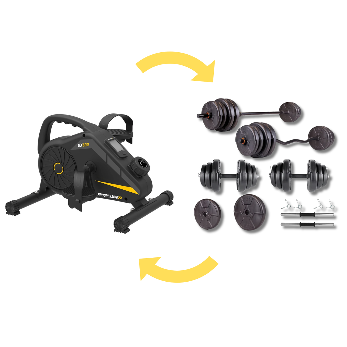 START TO TRAIN PACK - Mini bicicleta fitness UX500 + Set gantere si haltere ECGZ38