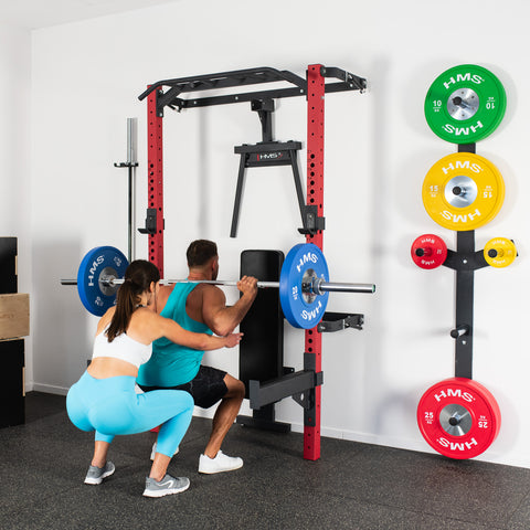 SET PERETE CU SUPORTURI, BANCA ȘI ACCESORII – HMS KLT22  (ROȘU / NEGRU)