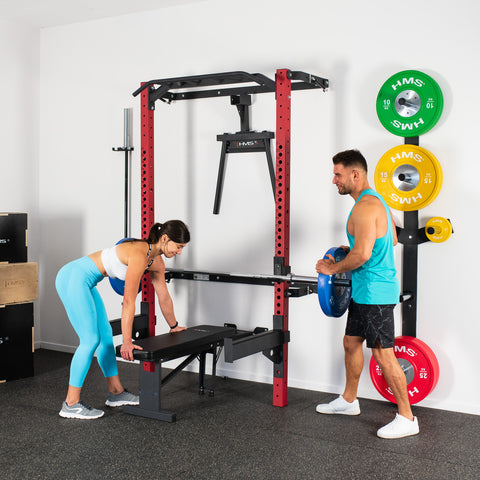 SET PERETE CU SUPORTURI, BANCA ȘI ACCESORII – HMS KLT22  (ROȘU / NEGRU)