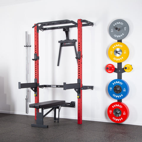 SET PERETE CU SUPORTURI, BANCA ȘI ACCESORII – HMS KLT22  (ROȘU / NEGRU)