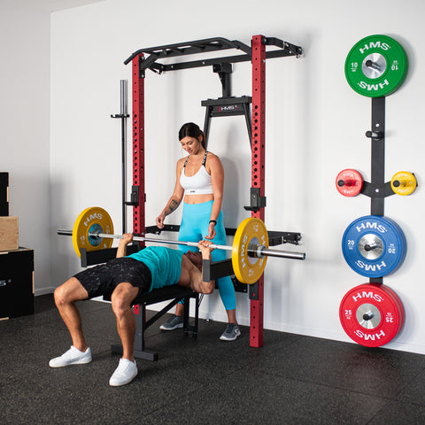 SET PERETE CU SUPORTURI, BANCA ȘI ACCESORII – HMS KLT22  (ROȘU / NEGRU)