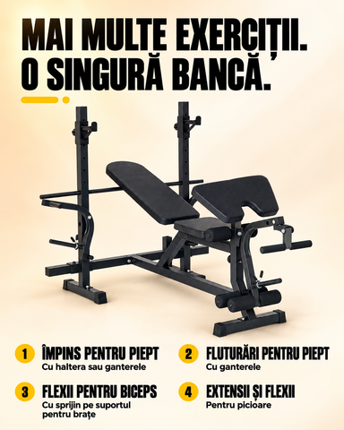 Banca exercitii reglabila, multifunctionala Progressive MBC3000N