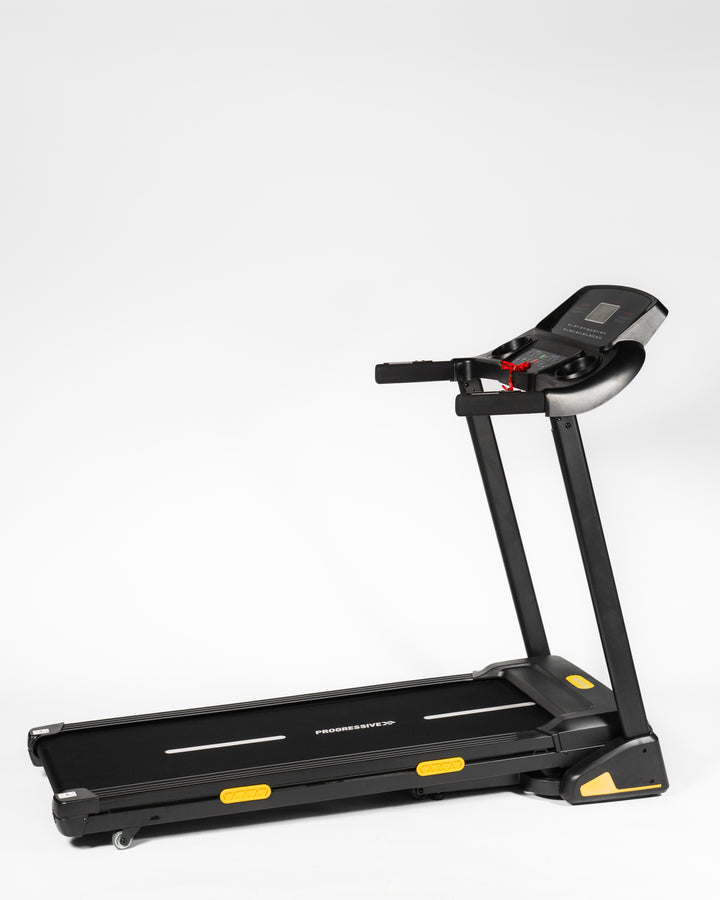 Banda alergare electrica Progressive RUN3000, motor 4CP, inclinare automata 10%, viteza 1-14 km/h, greutate suportata 120kg, suprafata alergare 128x46cm, aplicatii Kinomap, Zwift