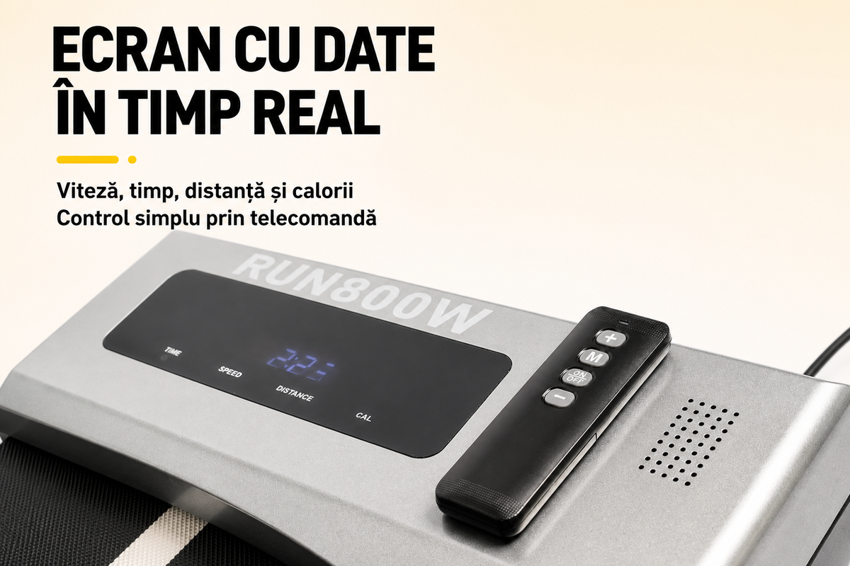 Banda alergare electrica Progressive RUN800W, motor 3CP, viteza 1-10 km/h, greutate suportata 120kg, suprafata alergare 102x39cm, aplicatii Kinomap, Zwift