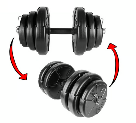 Set gantere reglabile de 30 KG cu 2 bare de 45 cm lungime si cleme prindere, negru